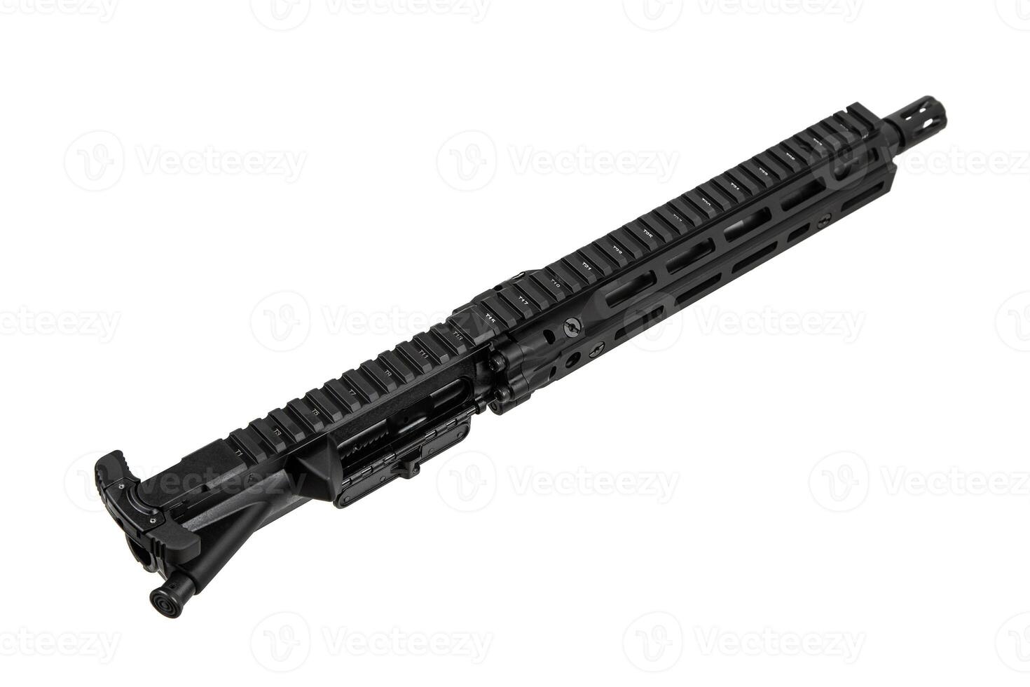 Spare parts for automatic rifle. Repair and modification of weapons. Isolate on a white back. photo