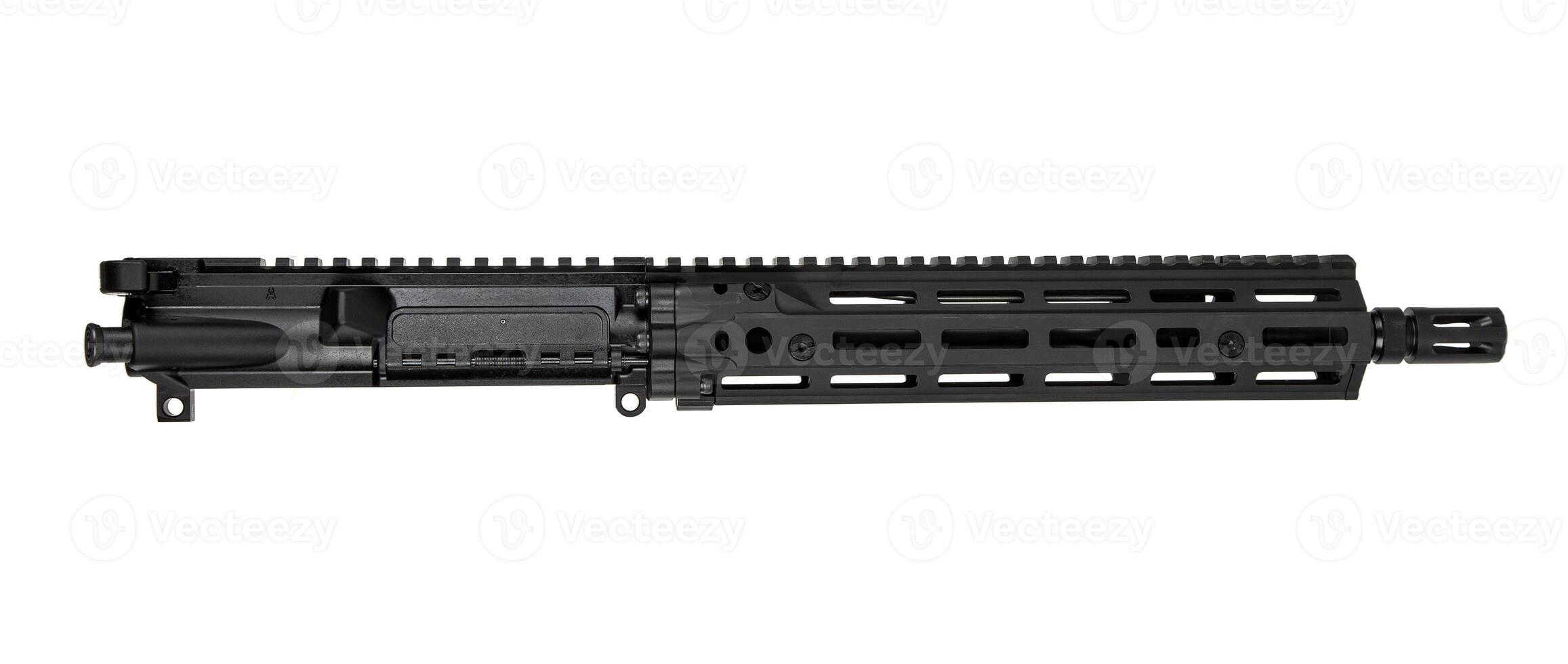 Spare parts for automatic rifle. Repair and modification of weapons. Isolate on a white back. photo