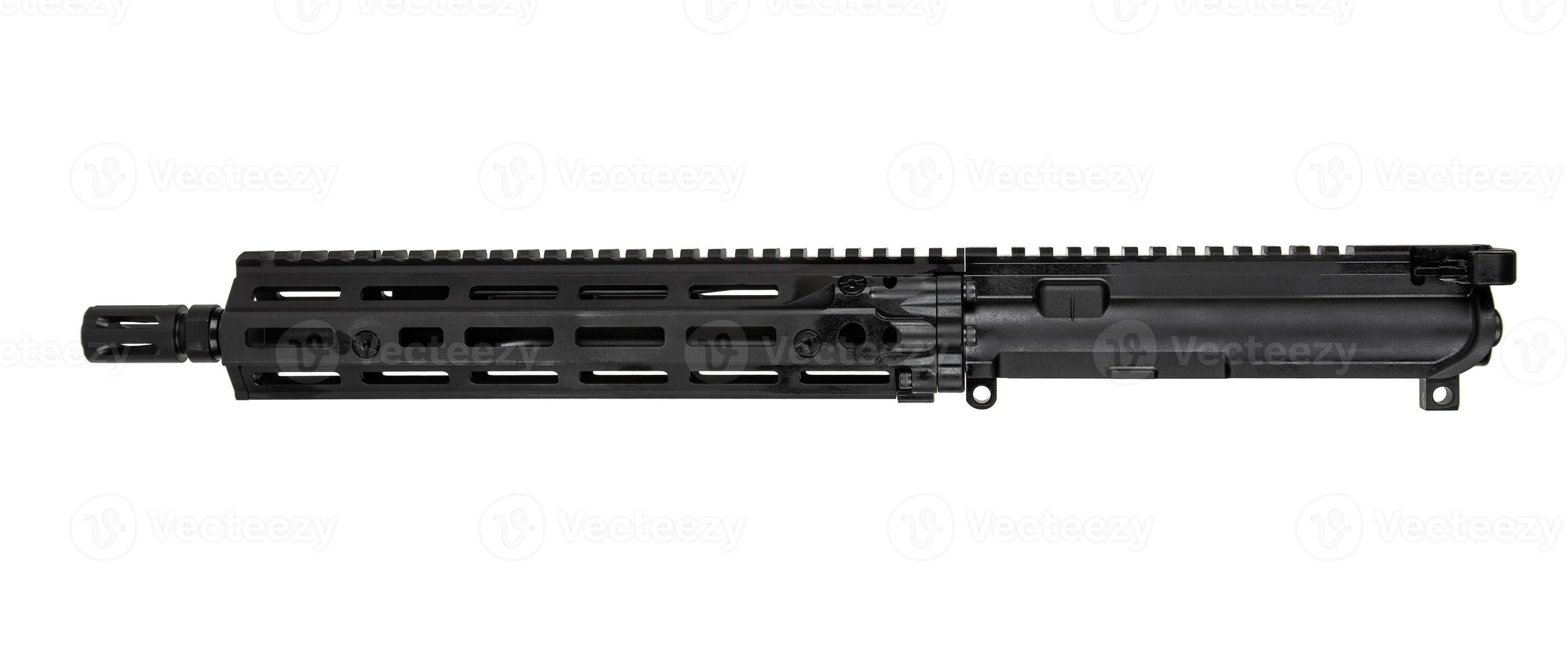 Spare parts for automatic rifle. Repair and modification of weapons. Isolate on a white back. photo