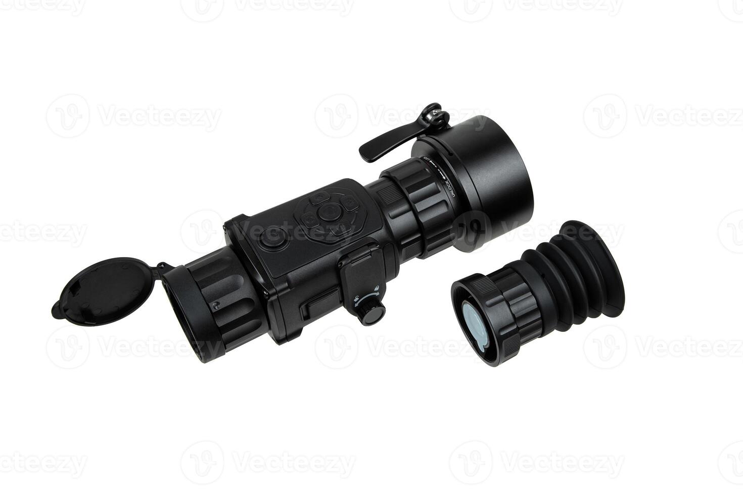 Modern monocular thermal imager isolate on a white background. A device for fixing thermal radiation. photo