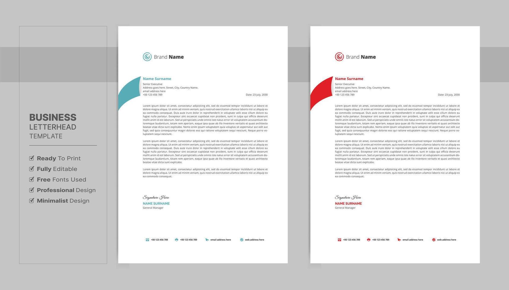 Creative letterhead format template, business style letterhead design template. vector
