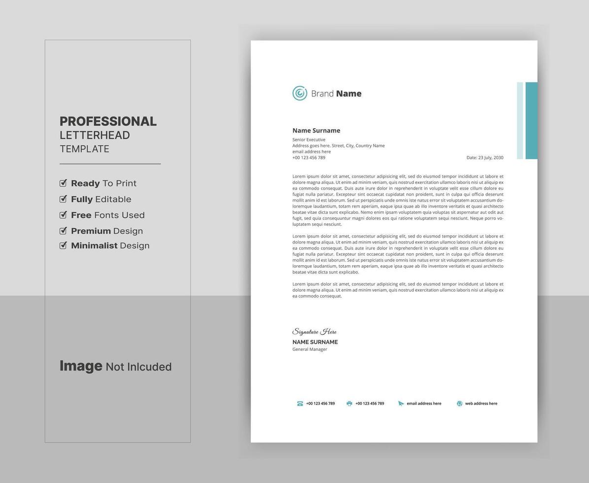 Creative letterhead format template, business style letterhead design template. vector
