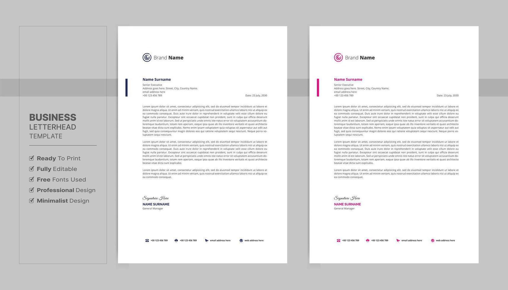 Creative letterhead format template, business style letterhead design template. vector