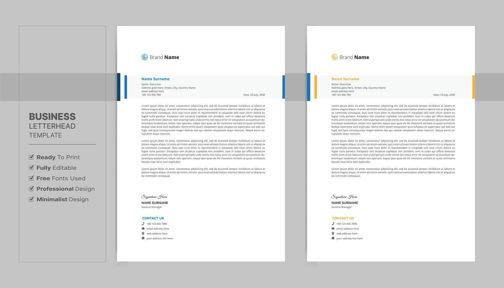 Creative letterhead format template, business style letterhead design template. vector