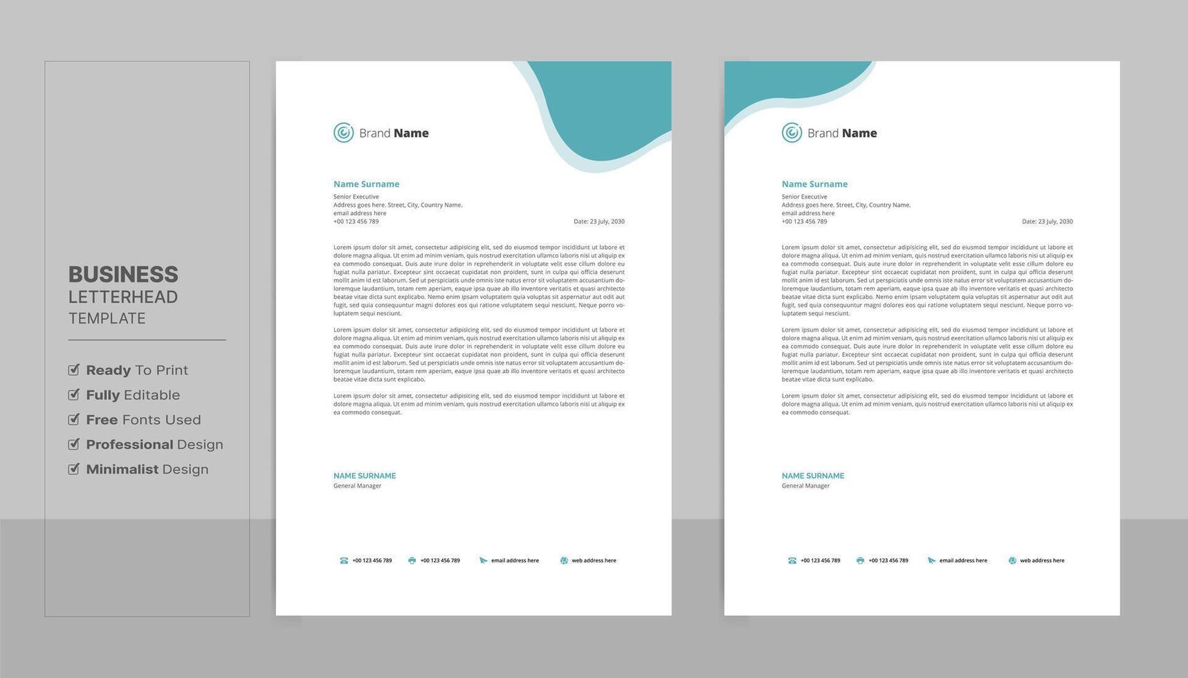 Creative letterhead format template, business style letterhead design template. vector
