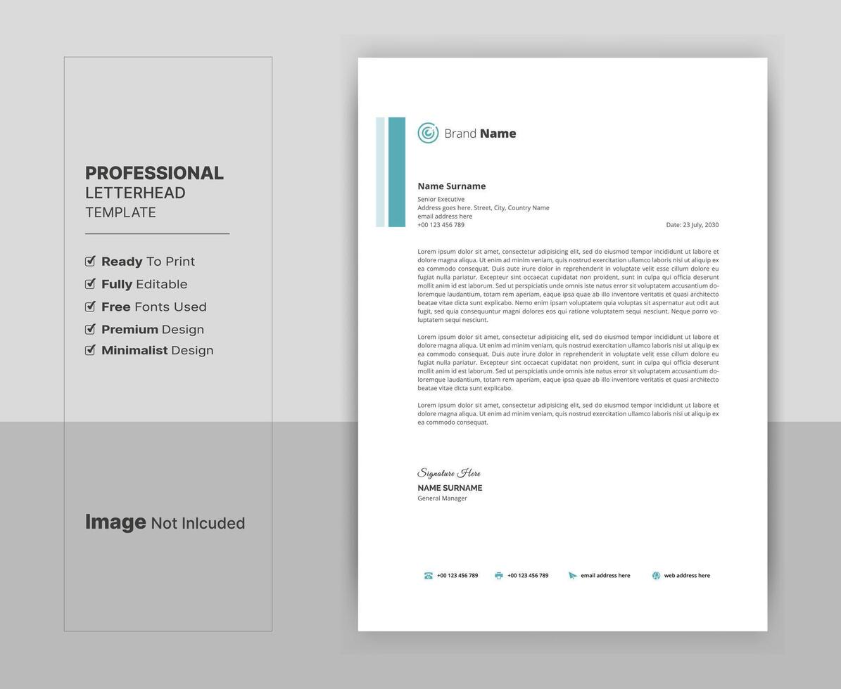 Creative letterhead format template, business style letterhead design template. vector