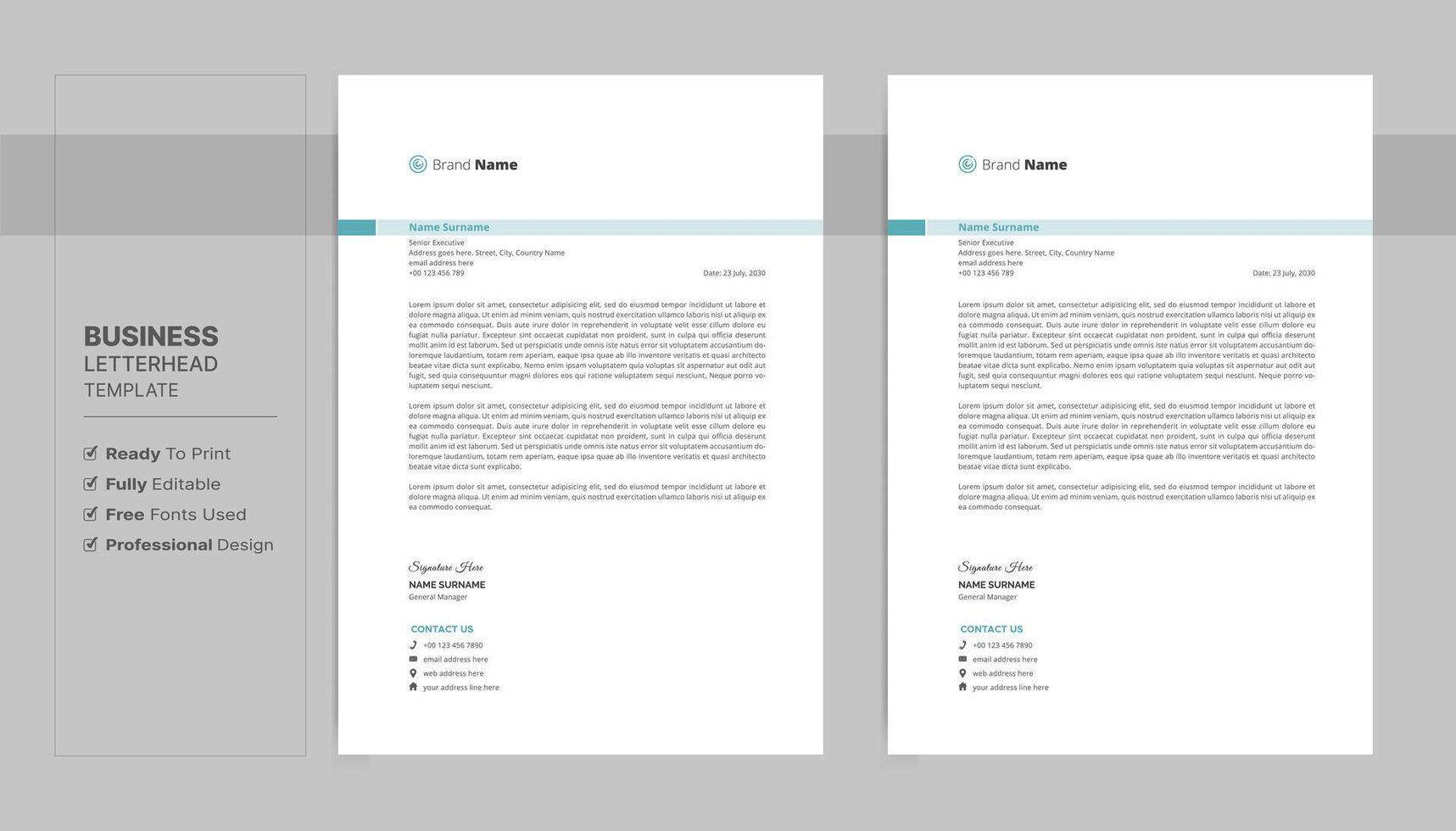 Creative letterhead format template, business style letterhead design template. vector