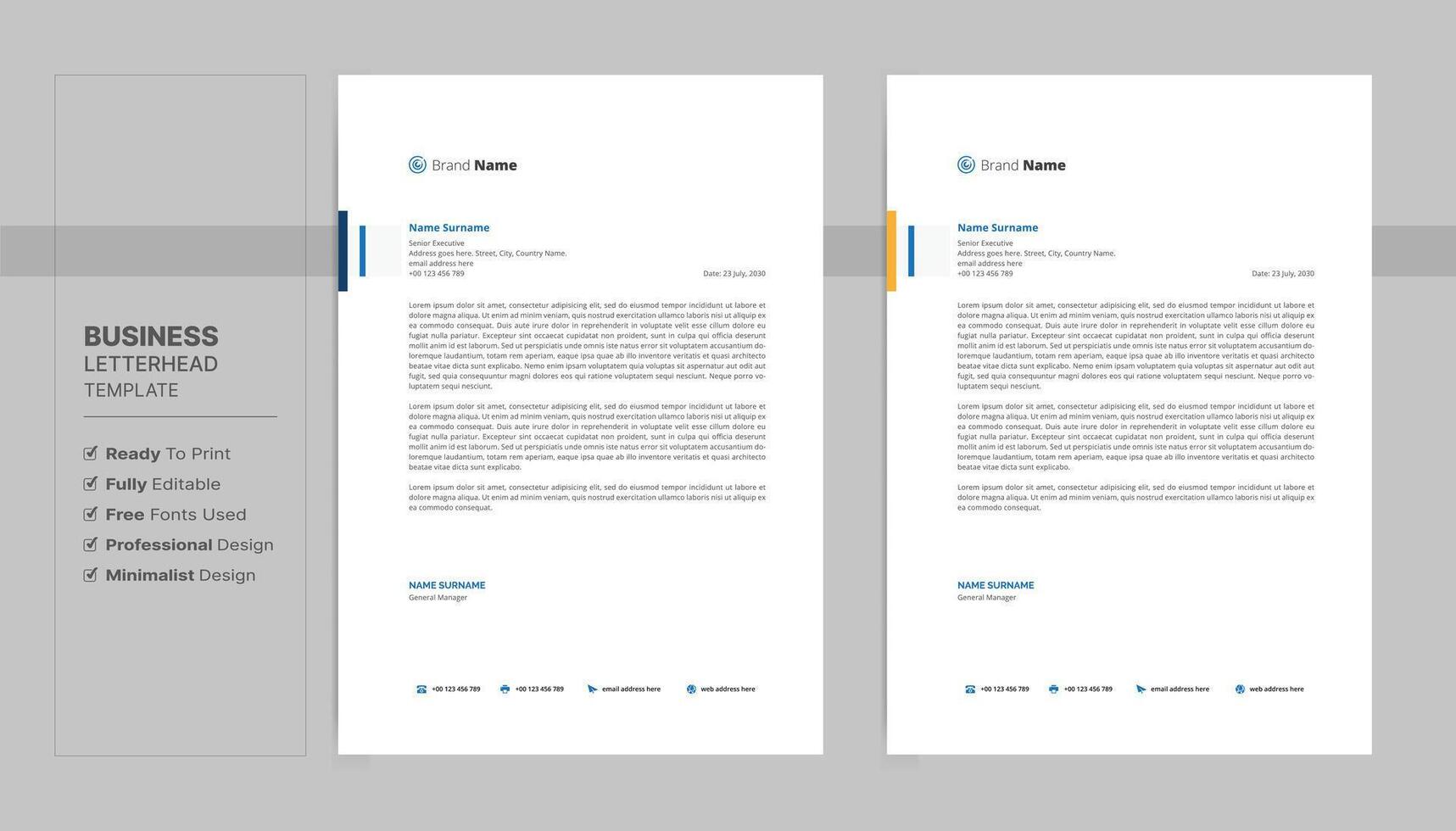 Creative letterhead format template, business style letterhead design template. vector