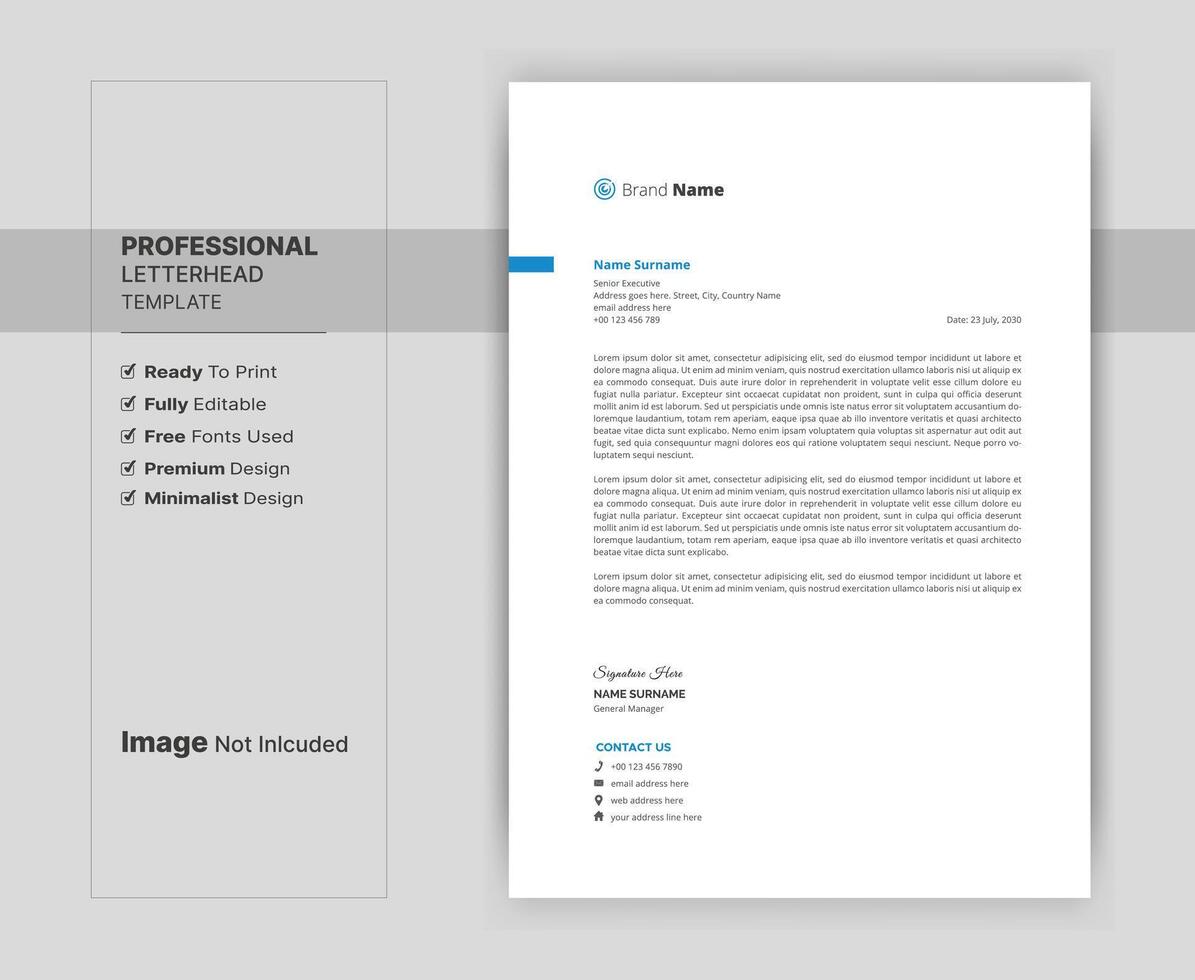Creative letterhead format template, business style letterhead design template. vector