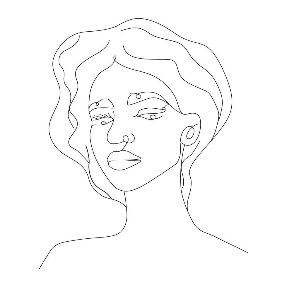 One line portrait of a woman, illustration design. Continuous single line drawing. Modern minimalist simple style vector