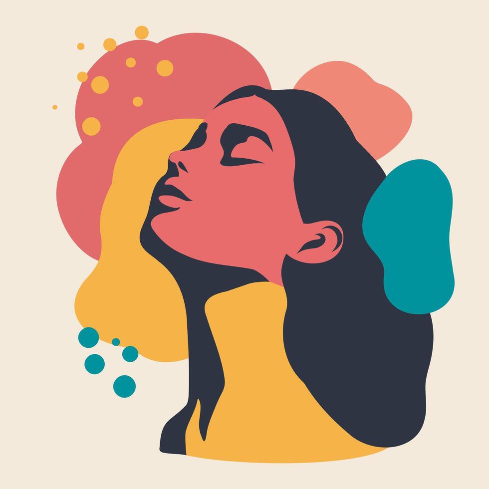 Abstract portrait of a beautiful woman flat illustration avatar for social networks, print, poster vector