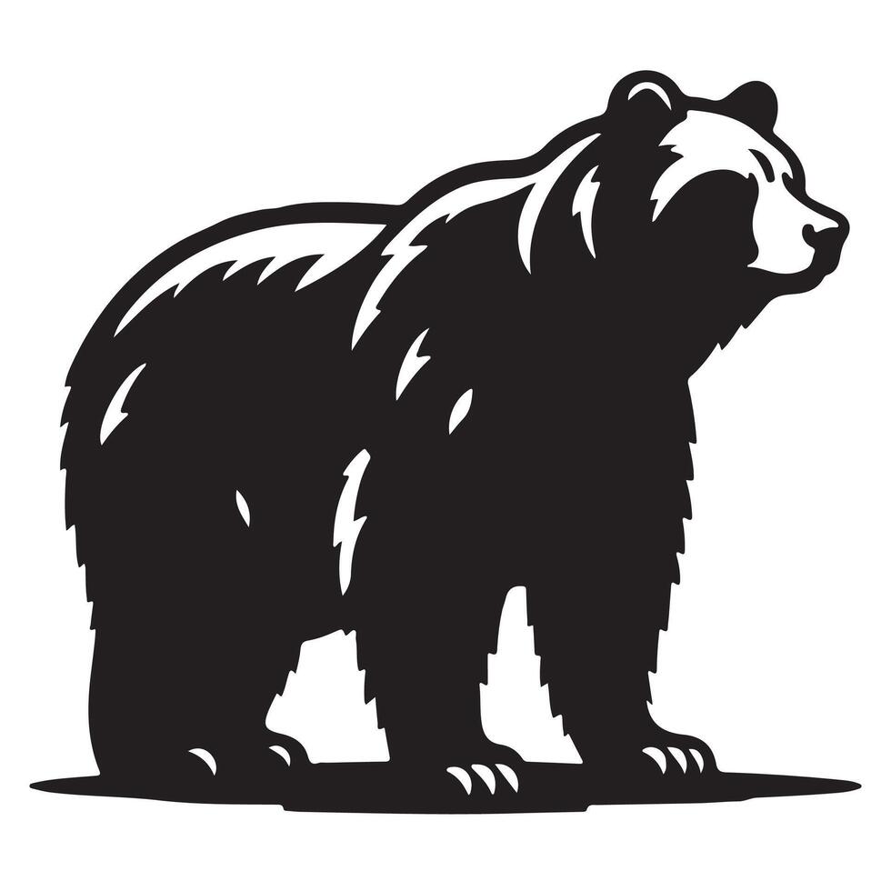 Majestic Grizzly Bear Silhouette Art vector