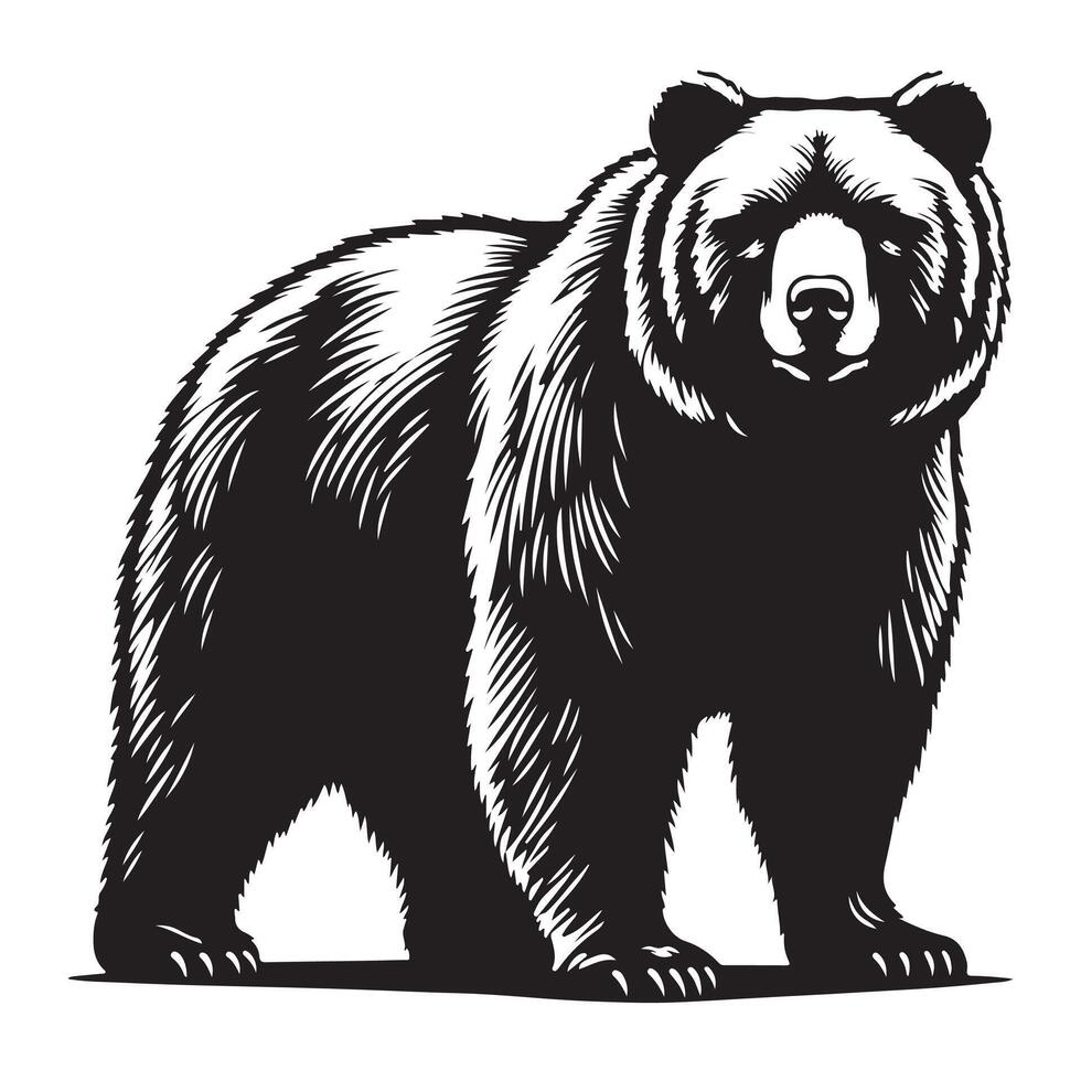 Majestic Grizzly Bear Silhouette Art vector