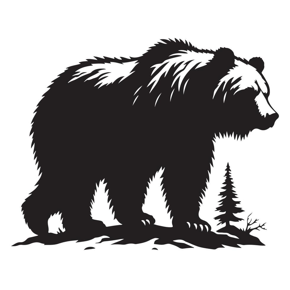 Majestic Grizzly Bear Silhouette Art vector