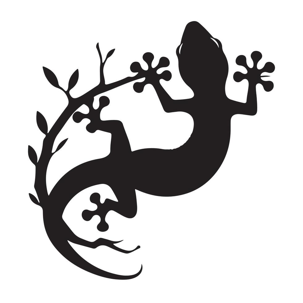 Sleek Gecko Silhouette Exotic Reptile Art vector