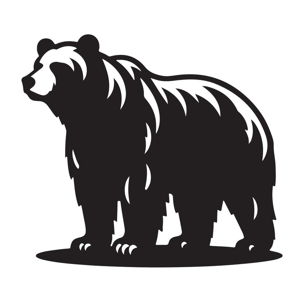 Majestic Grizzly Bear Silhouette Art vector