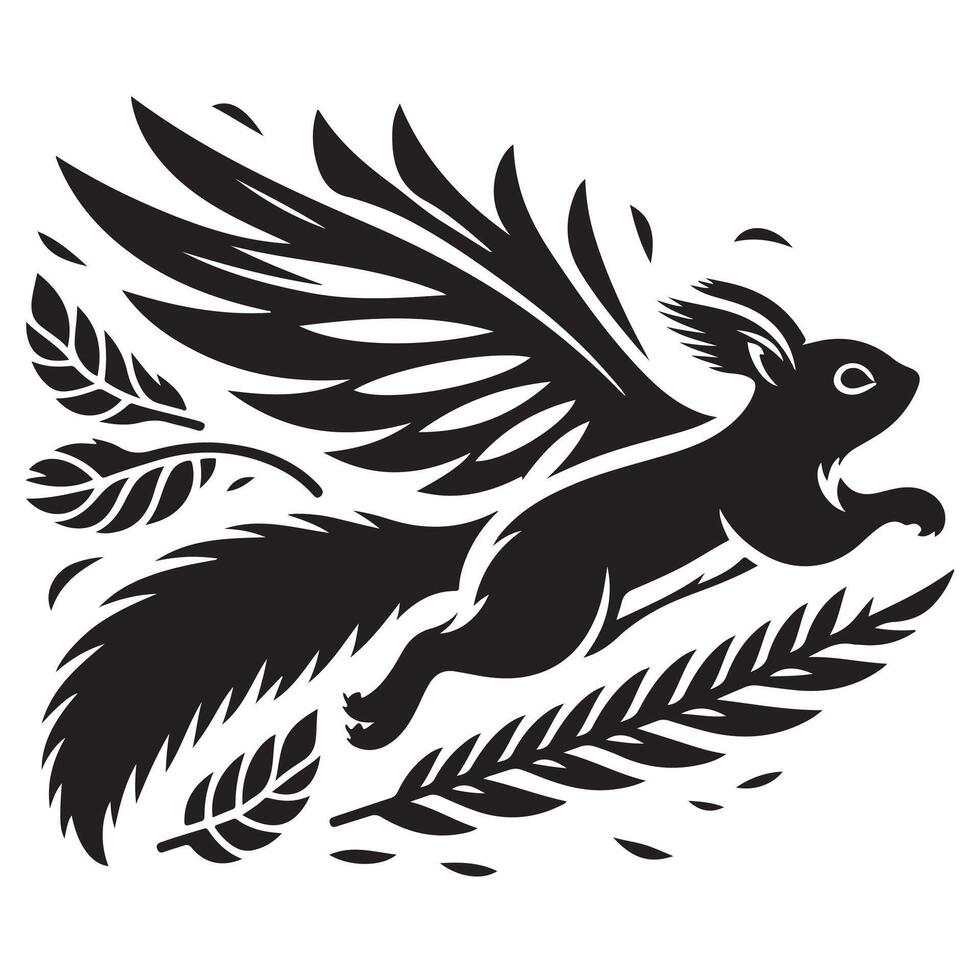 Graceful Flying Squirrel Silhouette Dynamic Wildlife Art vector