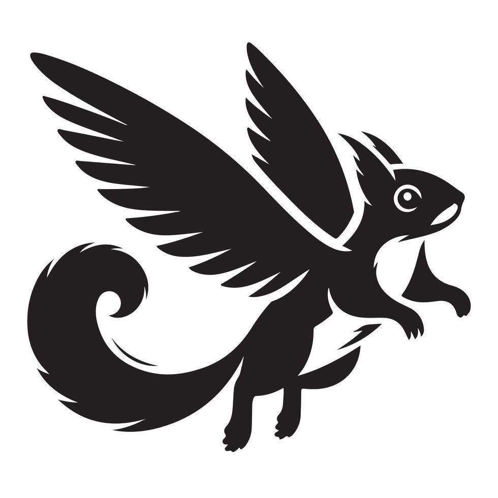 Graceful Flying Squirrel Silhouette Dynamic Wildlife Art vector