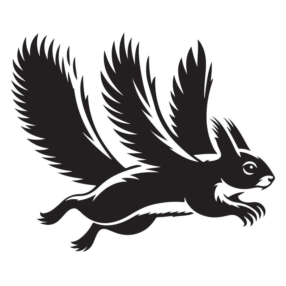 Graceful Flying Squirrel Silhouette Dynamic Wildlife Art vector