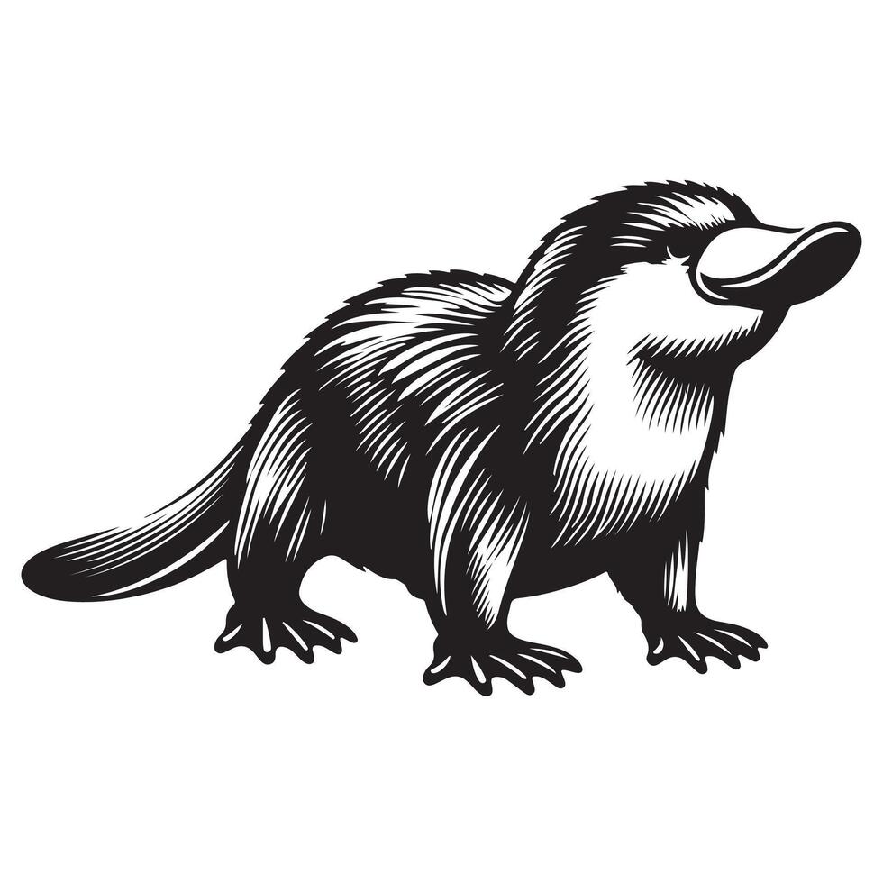 Elegant Duck-Billed Platypus Silhouette Art vector