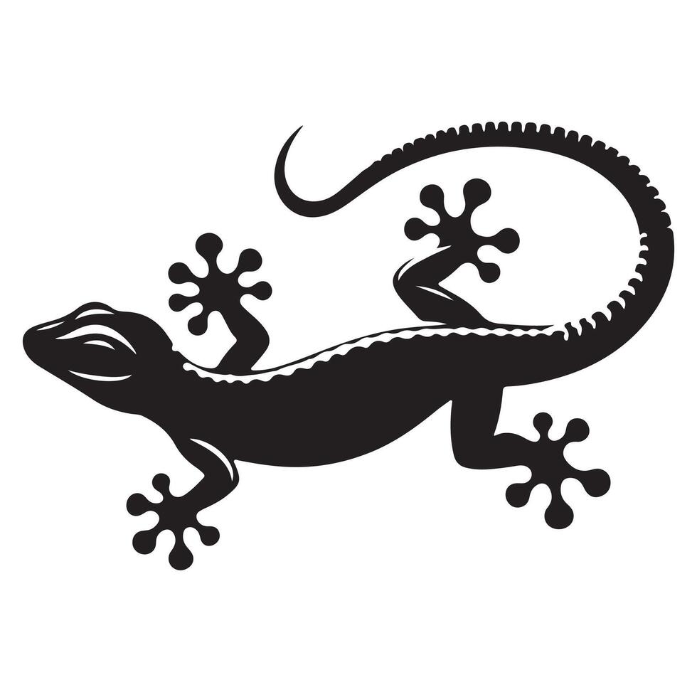 Sleek Gecko Silhouette Exotic Reptile Art vector