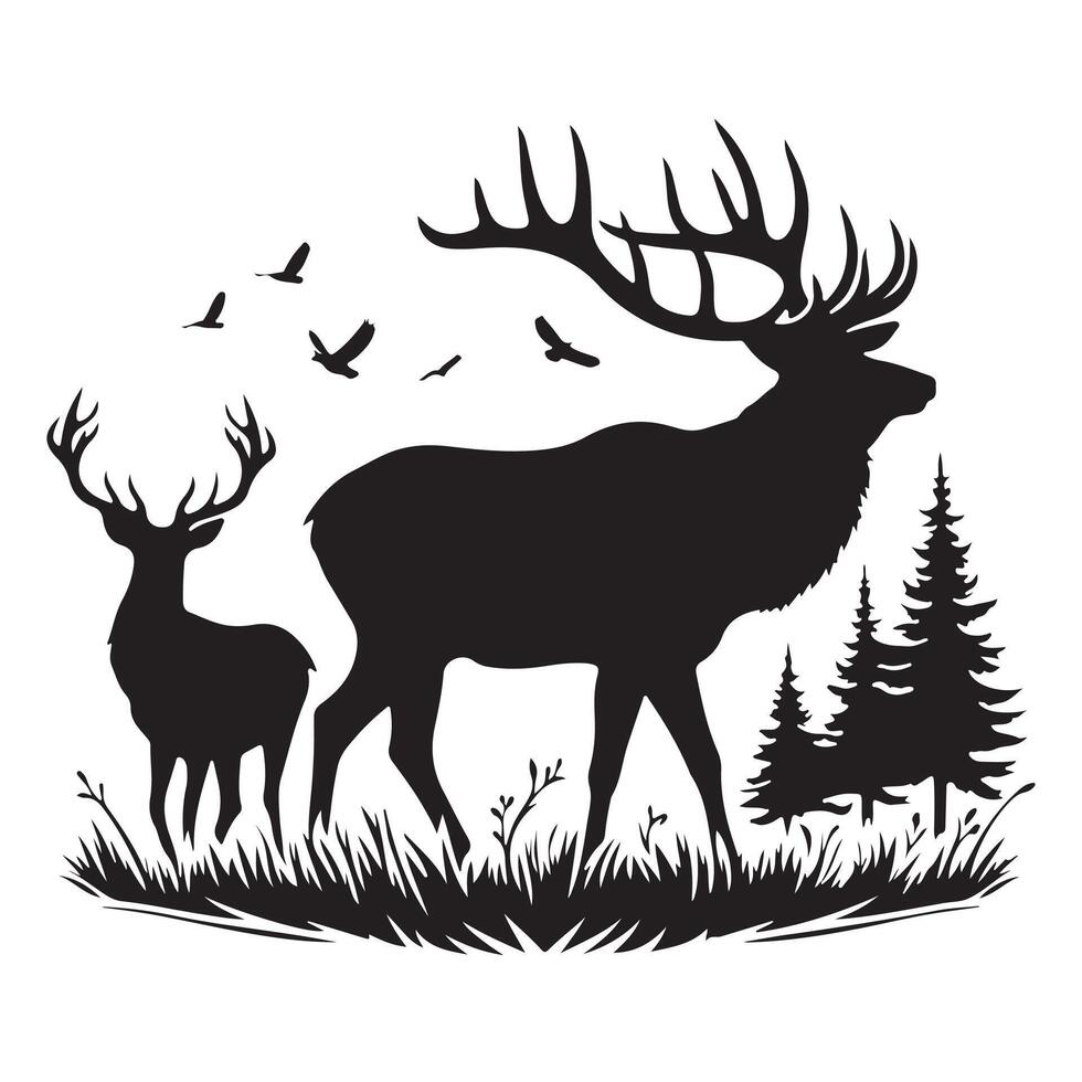 Majestic Elk Silhouette Illustration vector