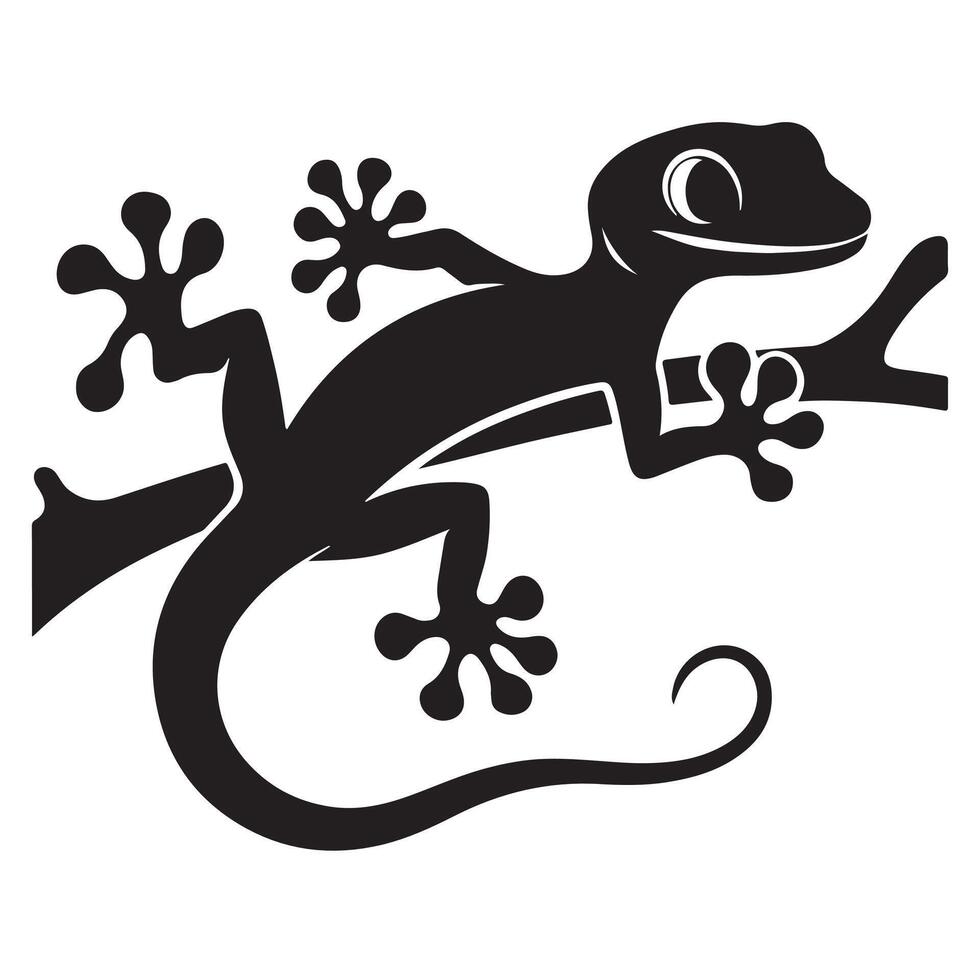 Sleek Gecko Silhouette Exotic Reptile Art vector