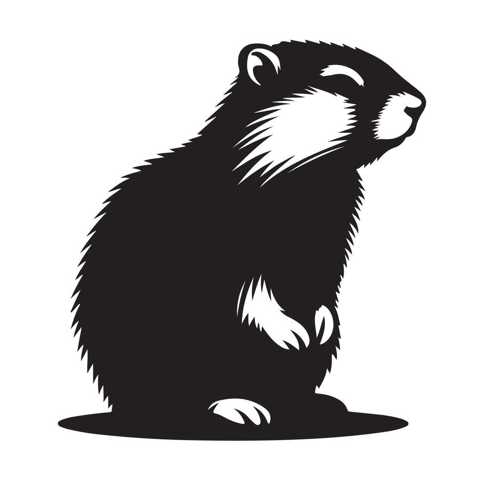 Charming Groundhog Silhouette Whimsical Wildlife Art vector