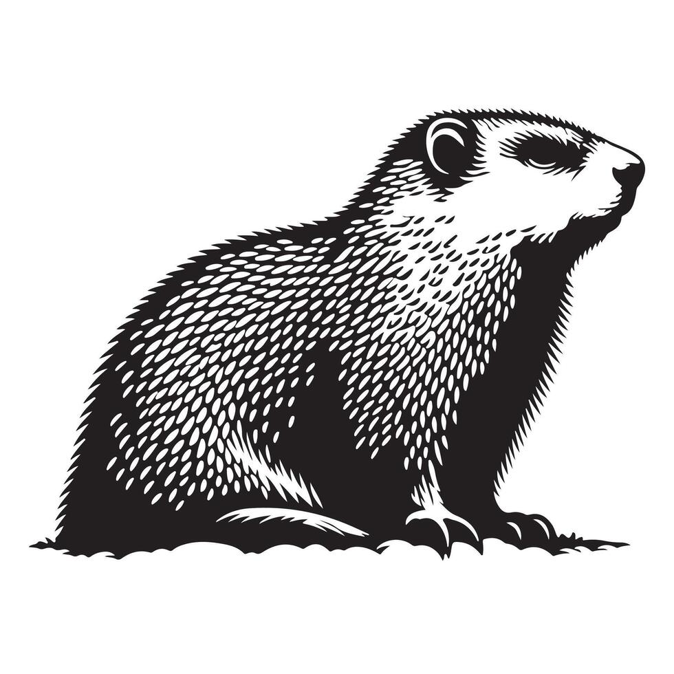 Charming Groundhog Silhouette Whimsical Wildlife Art vector