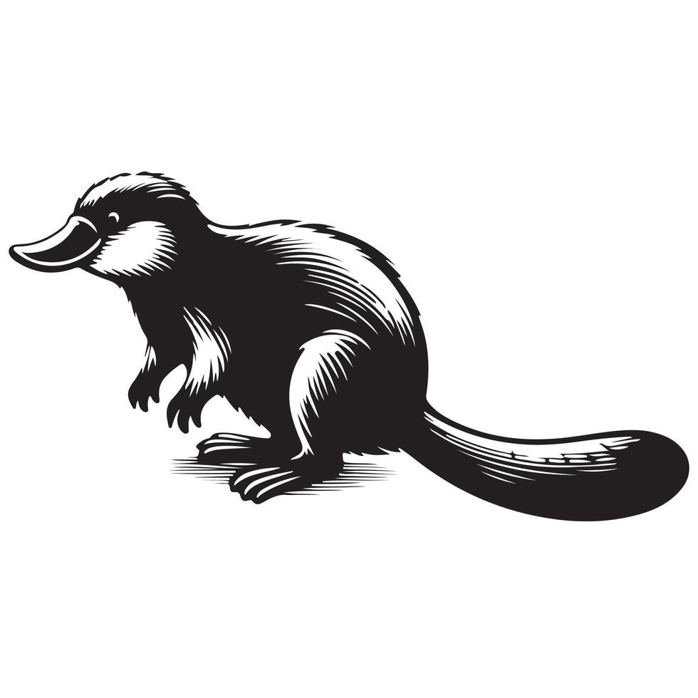 Elegant Duck-Billed Platypus Silhouette Art vector