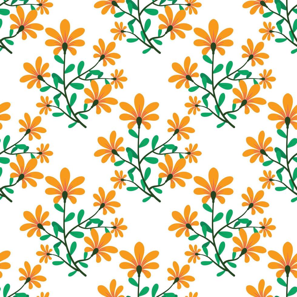 Yellow flowers seamless pattern background and fabric vector