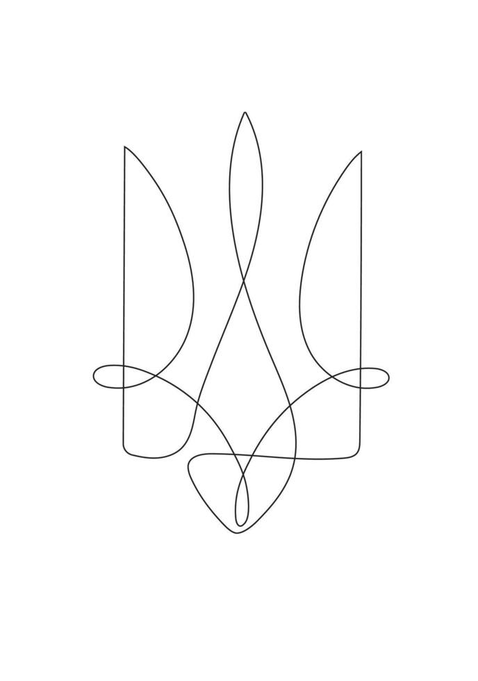 Ukraine coat of arms drawing in pen line style on white background vector
