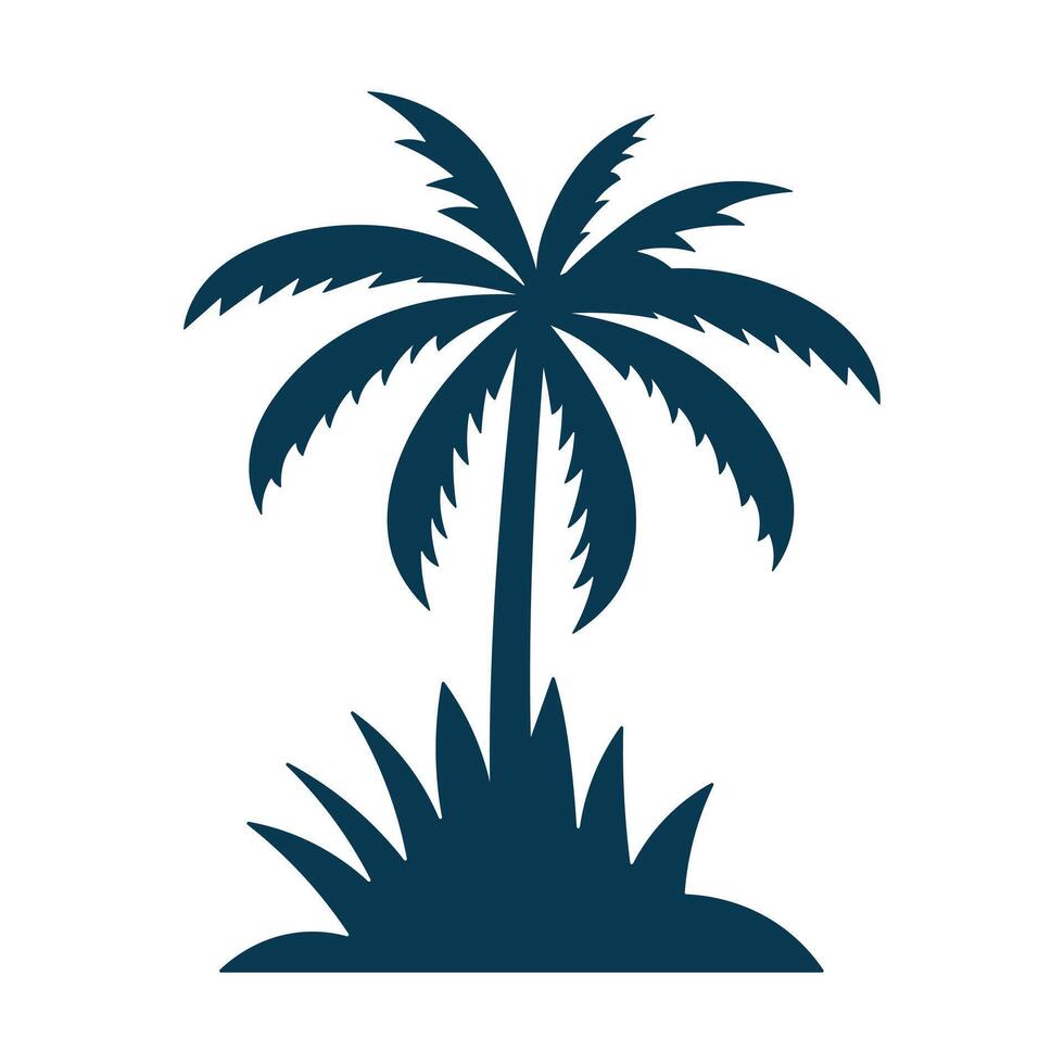 Black palm tree silhouette isolated on white background vector