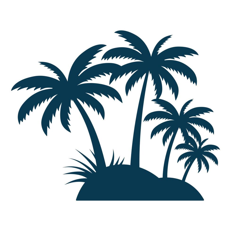 Black palm tree silhouette isolated on white background vector