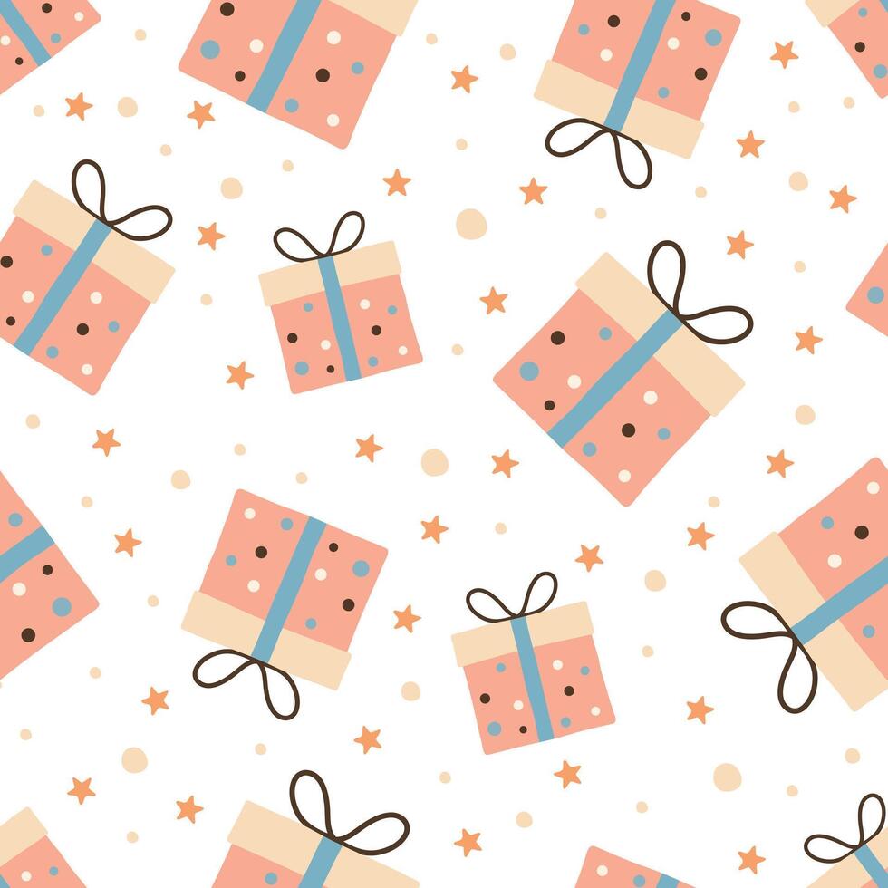 Cakes with flowers seamless pattern for holiday design. Simple hand drawn style. illustration vector