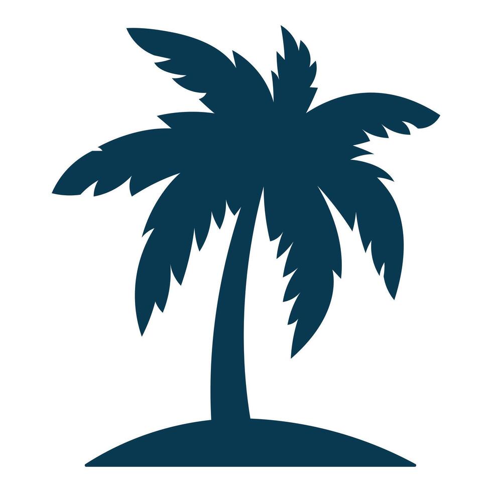 Black palm tree silhouette isolated on white background vector