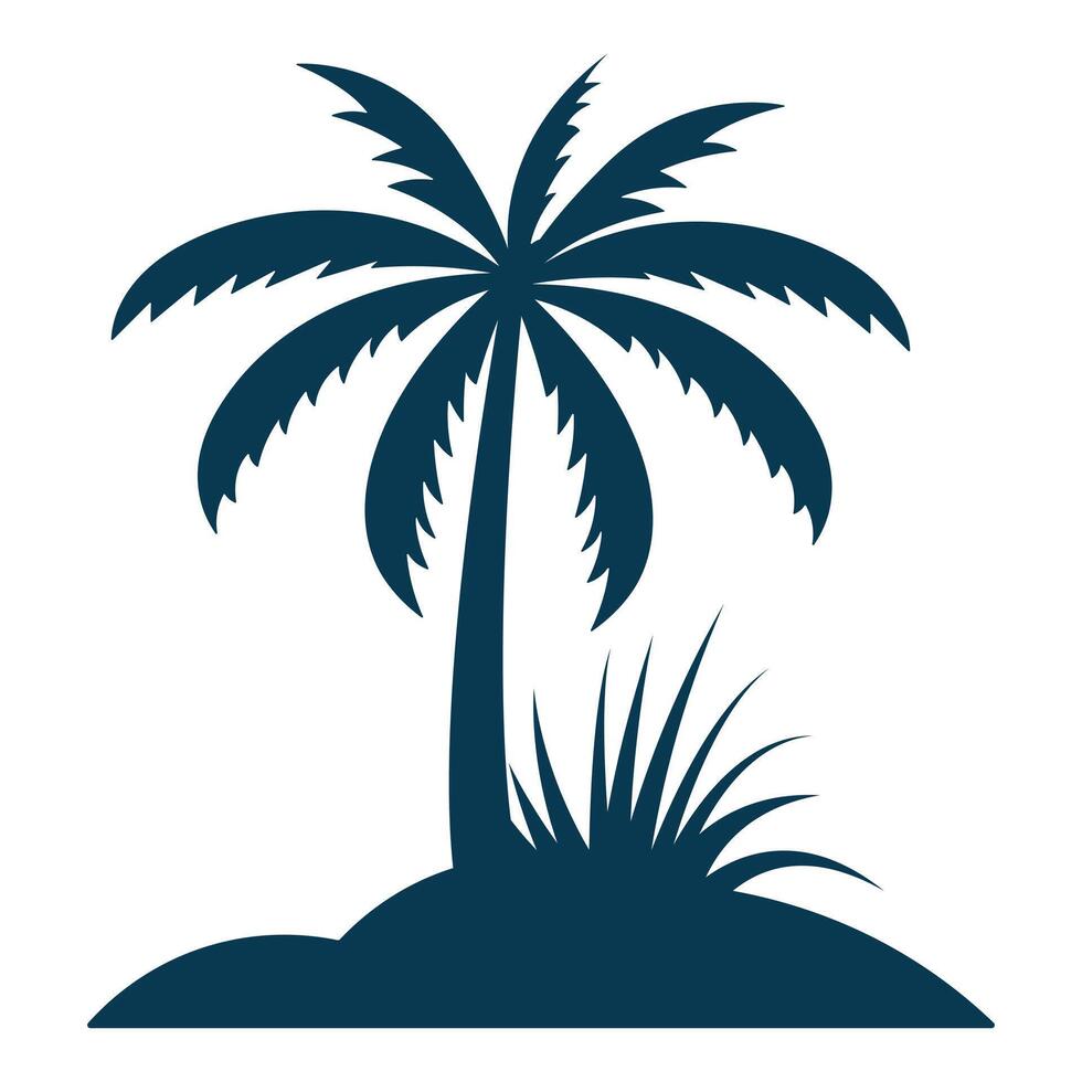 Black palm tree silhouette isolated on white background vector