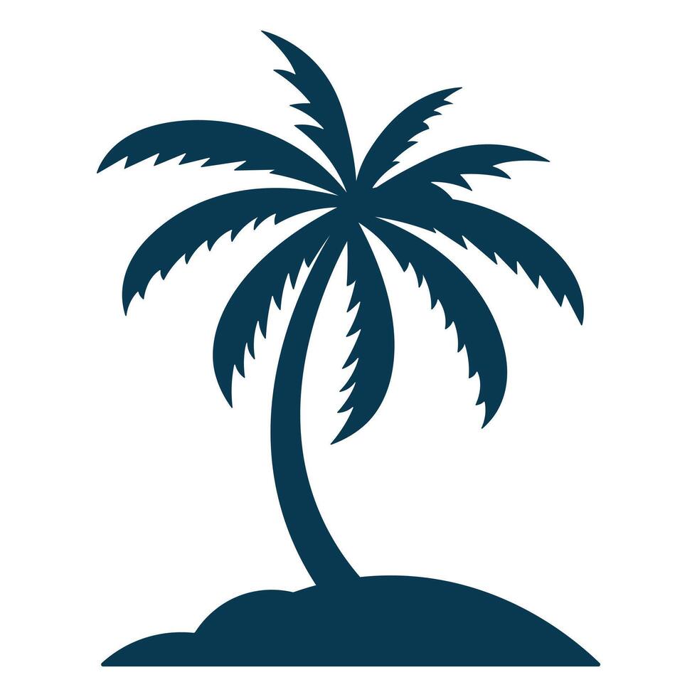 Black palm tree silhouette isolated on white background vector