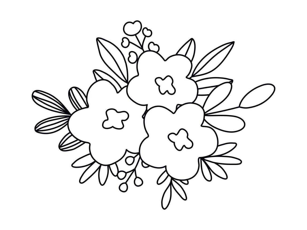 Hand drawn doodle floral bouquet isolated on white background vector