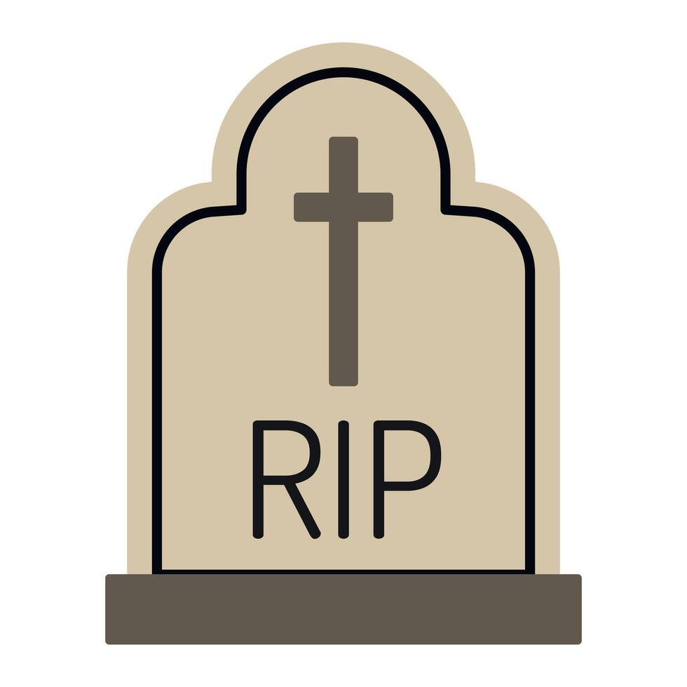 Grave stone for Halloween design isolated on white background. vector