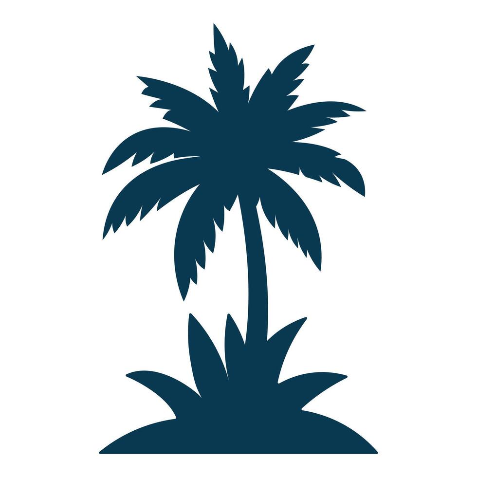 Black palm tree silhouette isolated on white background vector