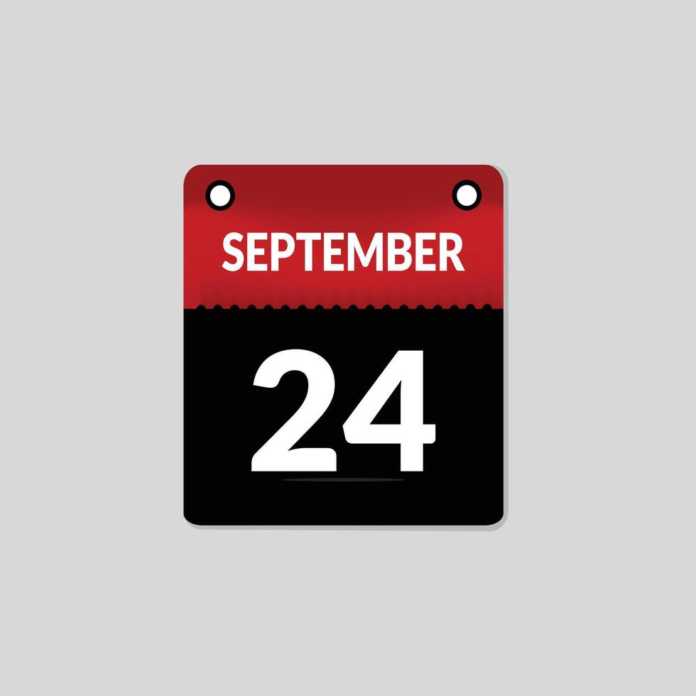 September 24- Daily Calendar Icon in flat design style vector