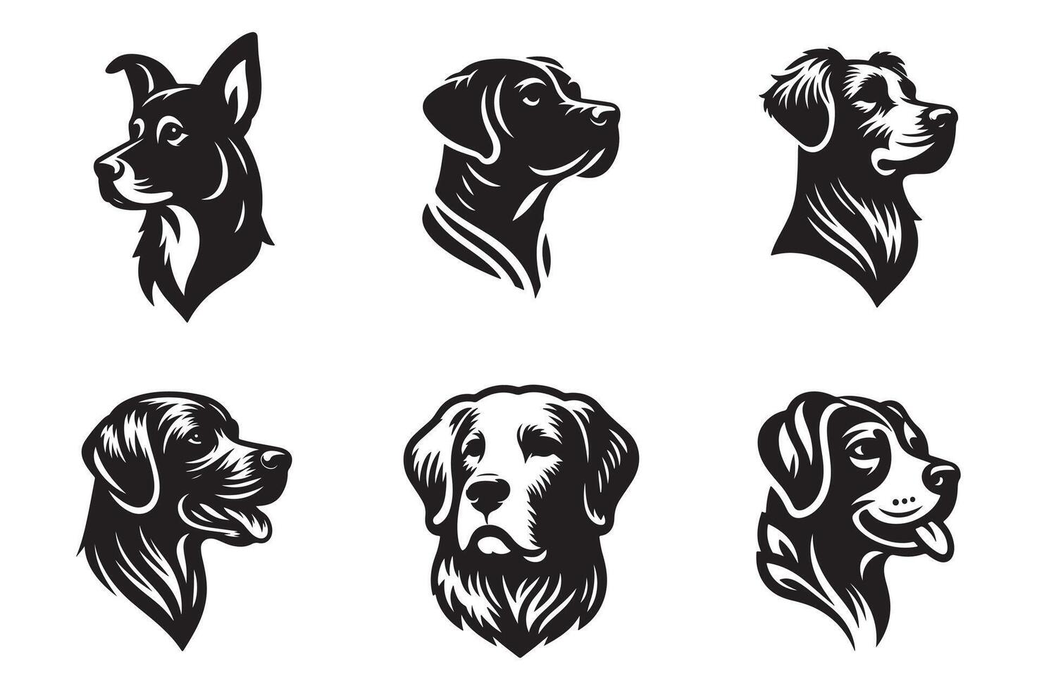 Dog Face illustration black and white vector