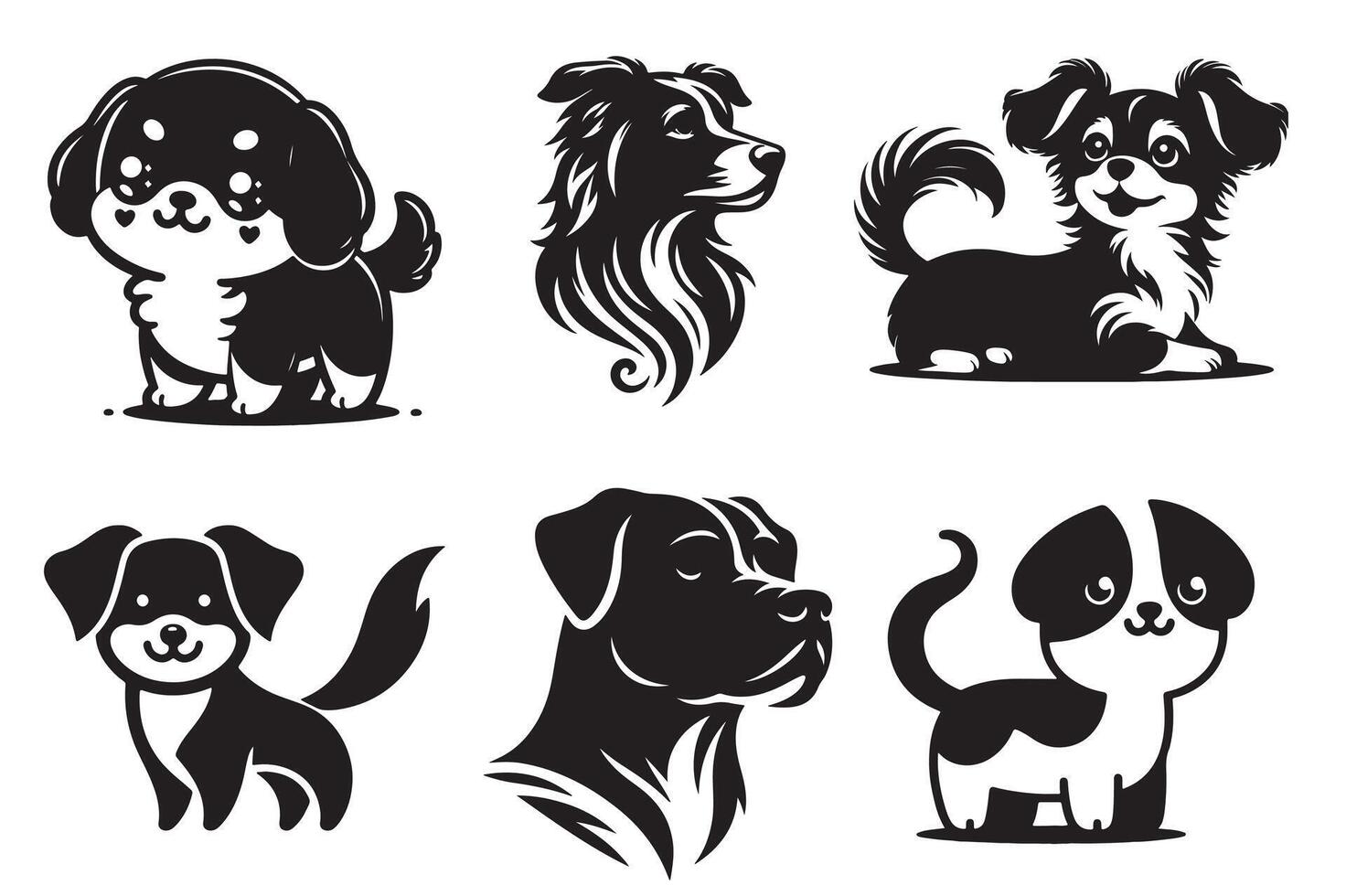 Dog Face illustration black and white vector