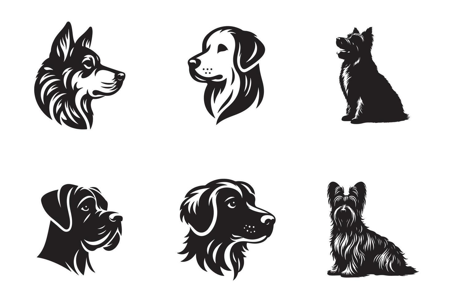 Dog Face illustration black and white vector