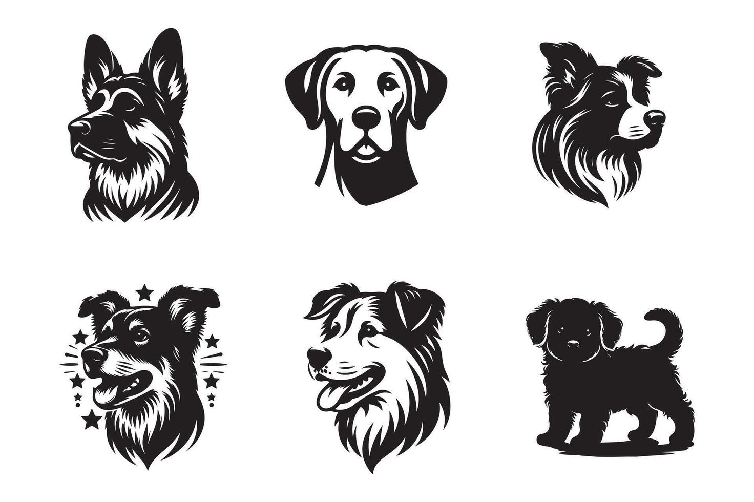 Dog Face illustration black and white vector