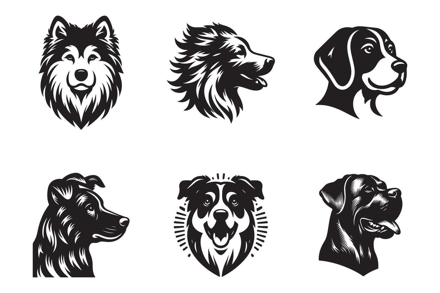 Dog Face illustration black and white vector