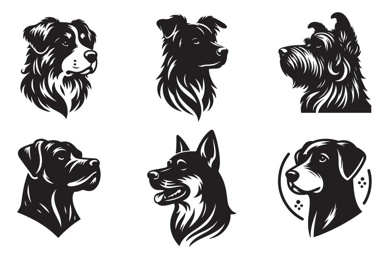 Dog Face illustration black and white vector
