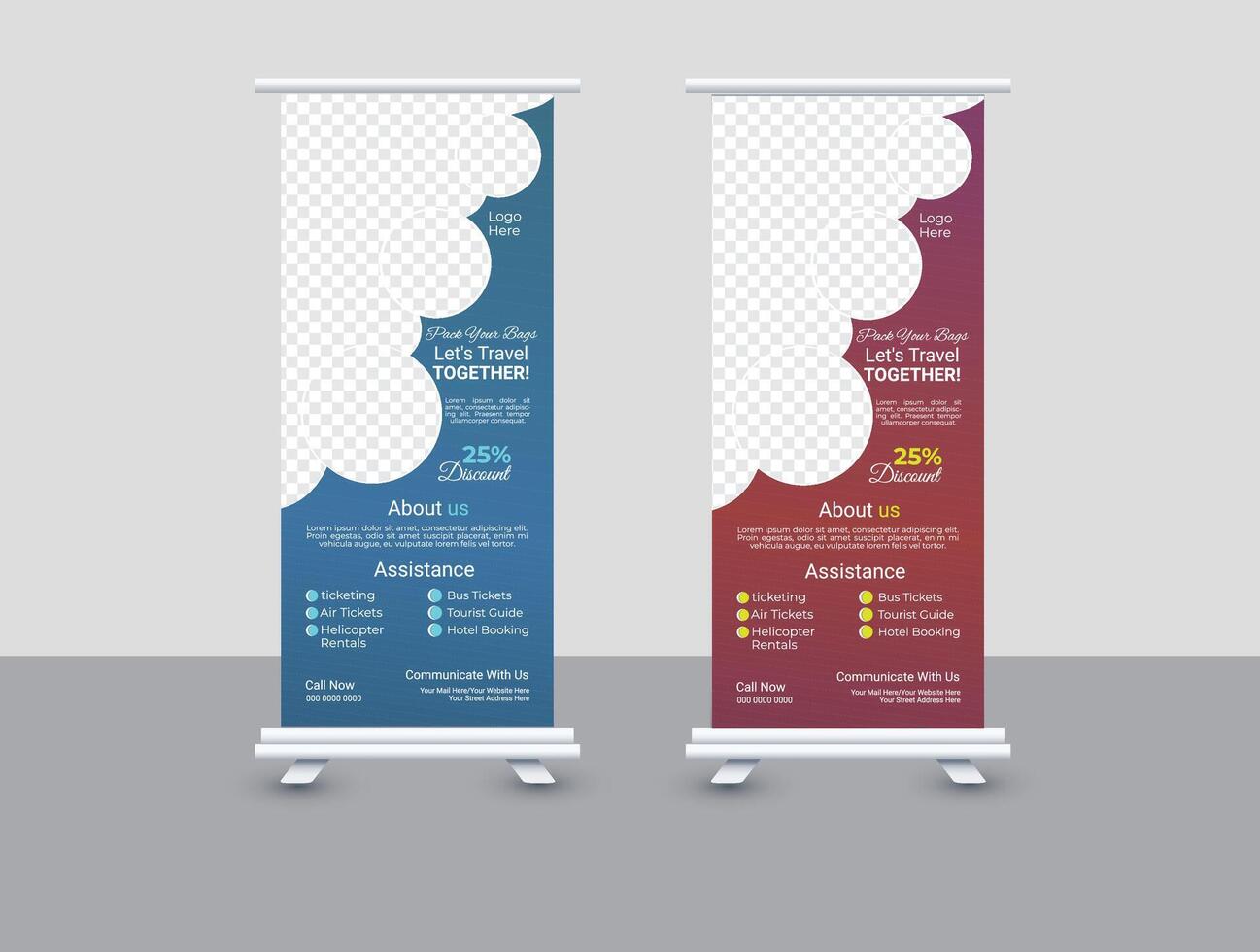 travel Roll up Banner Design. vector