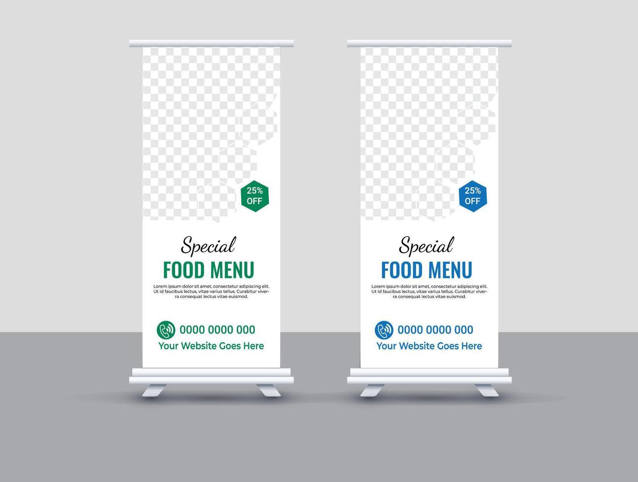 food Menu Roll up Banner Design. vector